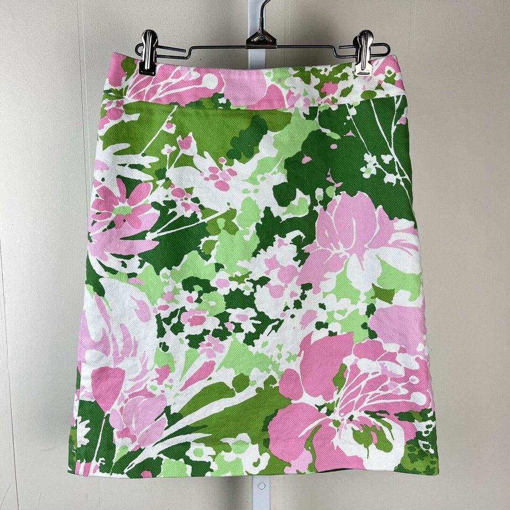 Talbots Petites‎ Pencil Skirt Floral Green Pink Womens Size 2P